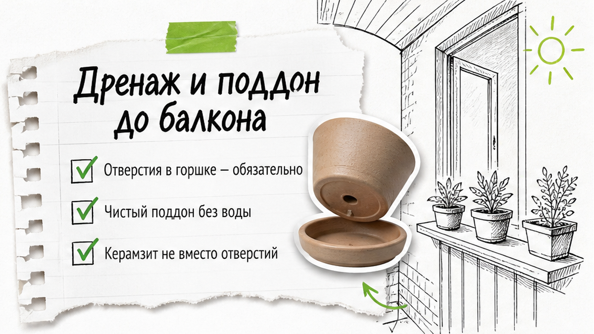 Чек-лист дренажа и поддона перед выносом суккулентов на балкон