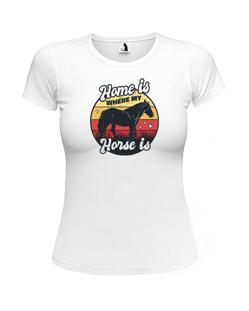 Футболка женская с лошадью Home is where my horse