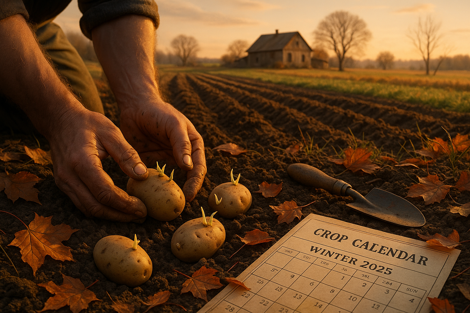 Картофель, посаженный под зиму, на грядке