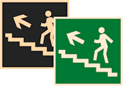 знаки фотолюминесцентные эвакуационные Е16 Направление к эвакуационному выходу по лестнице вверх налево