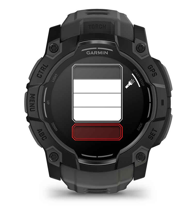 Умные часы Garmin Instinct 3 Amoled 50 mm black with Charcoal Band: ВСТРОЕННЫЙ LED-ФОНАРЬ