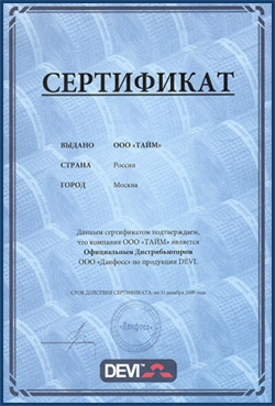 Сертификат DEVI 2009