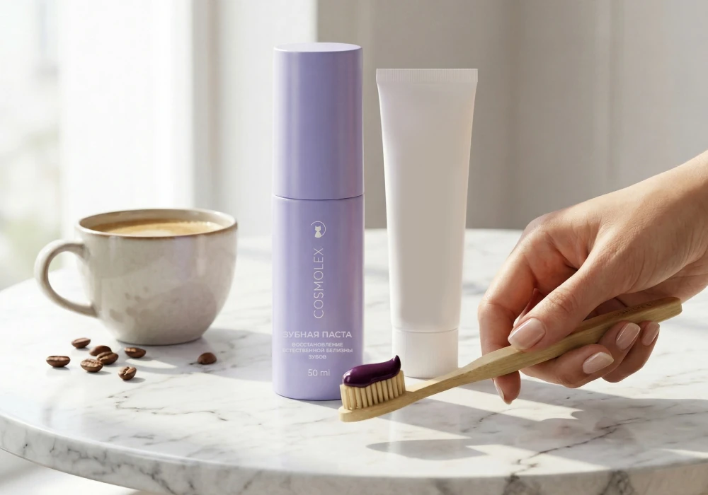 Фиолетовая зубная паста vs белая отбеливающая от налёта кофе