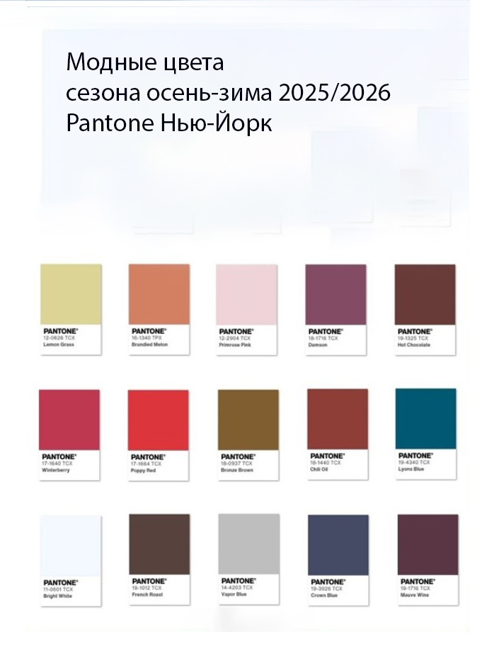 Цвета сезона осень-зима 2025/26 Pantone Нью-Йорк