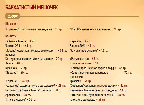 Новогодний подарок "Бархатистый мешочек" 1500г. Коммунарка