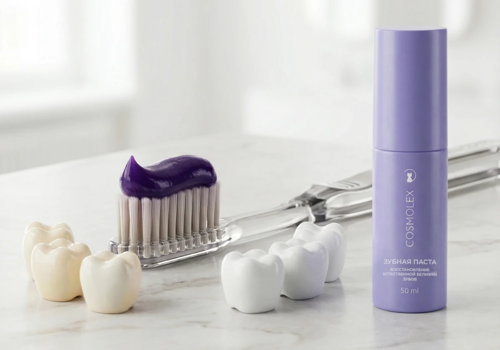 Фиолетовая зубная паста Cosmolex для оптического отбеливания