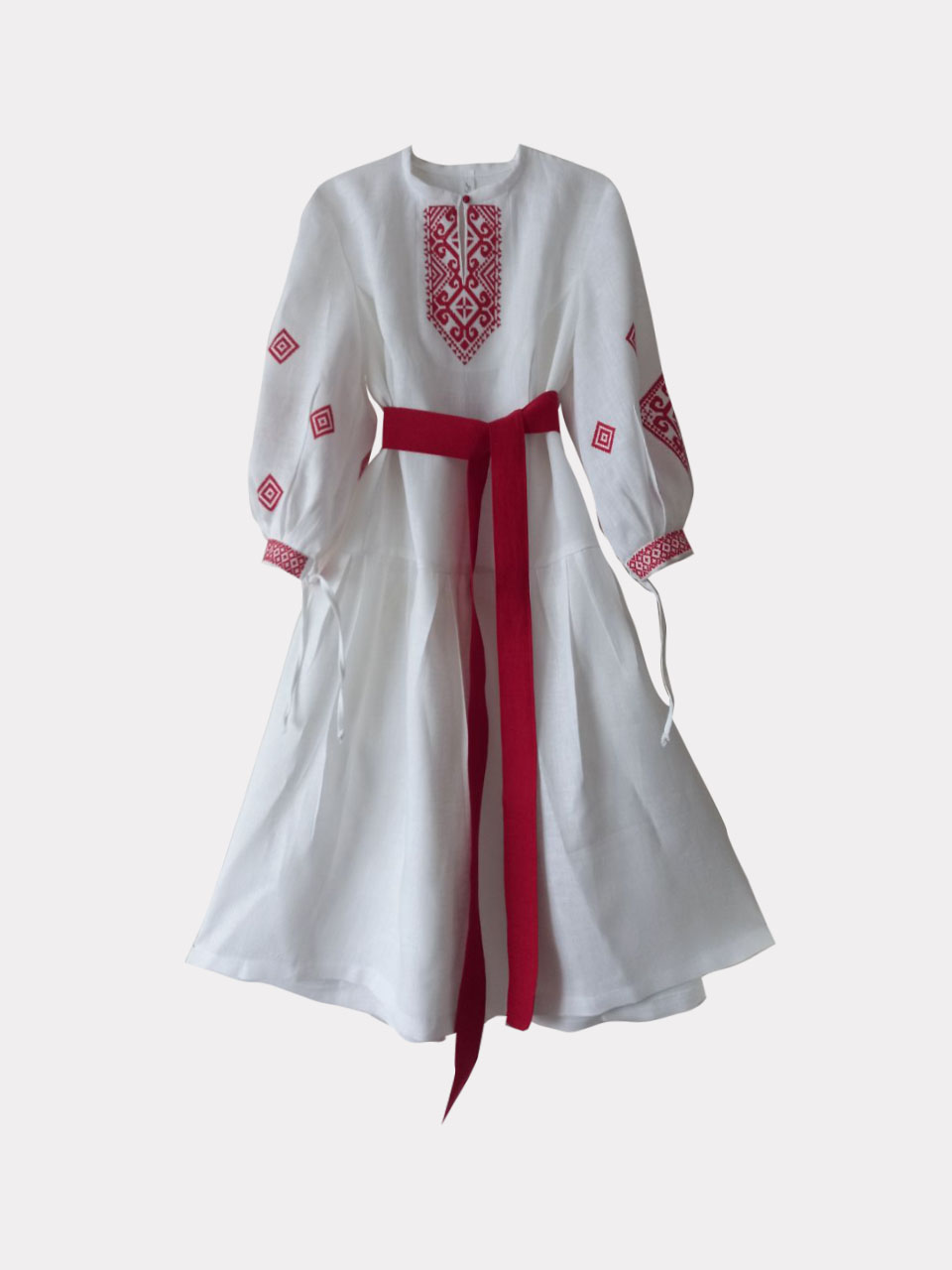 Славяночка. Платье льняное, белое в этностиле с вышивкой PL-422610 Славяночка. Платье льняное, белое в этностиле с вышивкой PL-422610