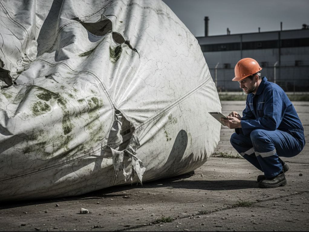 Поврежденный пневмоангар при транспортировке