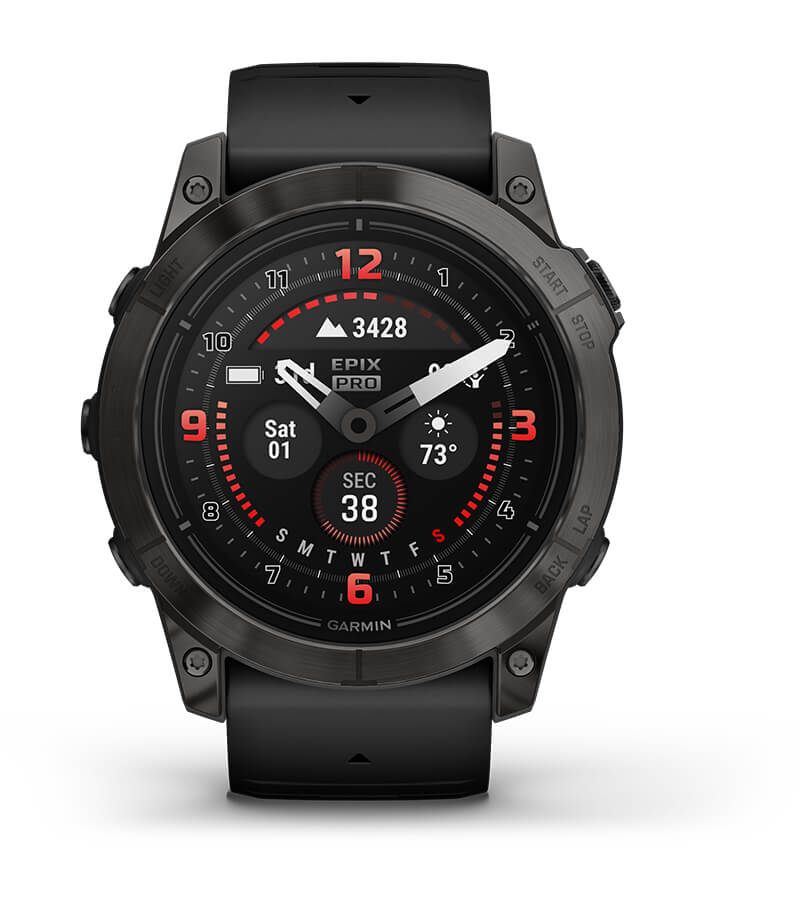Умные часы Garmin Epix Pro (Gen 2) Standard Edition 51 mm Slate Grey, титановый угольно-серый, DLC, черный силиконовый ремешок: ДЛИТЕЛЬНАЯ РАБОТА БЕЗ ПОДЗАРЯДКИ