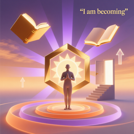 <img src="personal-growth-transformation.jpg" alt="Inspiring personal growth visualization with geometric shapes, meditation elements, and achievement symbols representing self-development journey">
