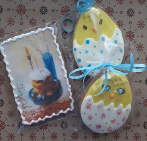 Безглютеновый подарочный набор к Пасхе 2 птенца и открытка пасхальный кулич