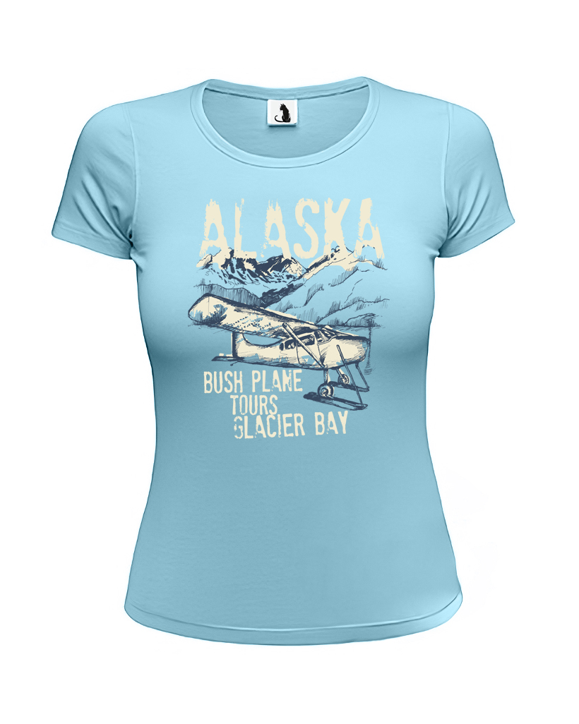 Футболка женская с самолетом Alaska Glacier bay приталенная