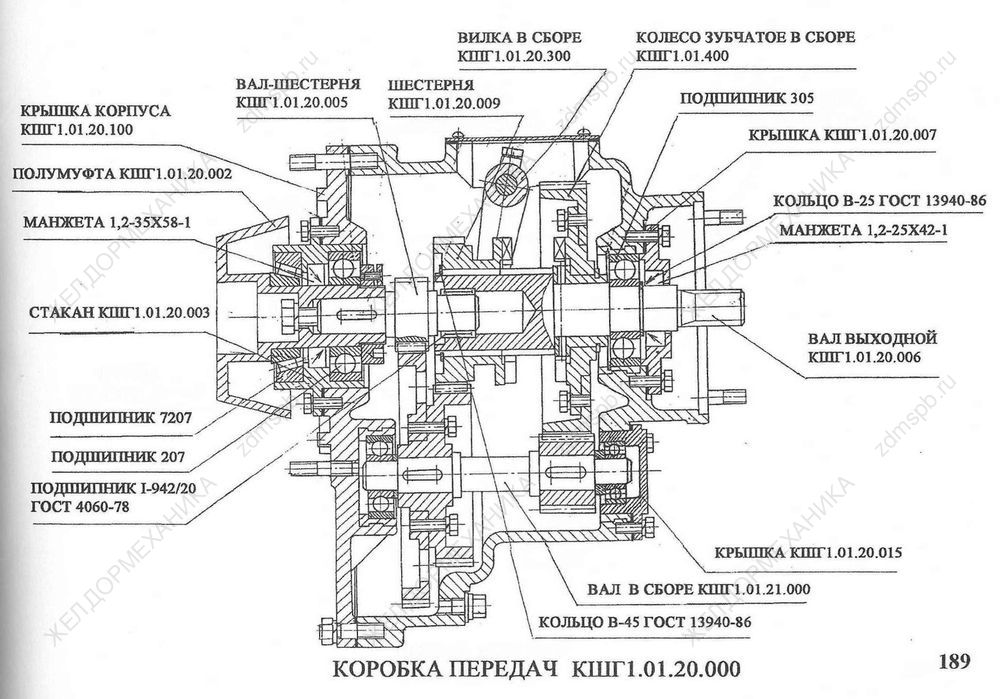 Стр. 189 Чертеж Коробка передач КШГ1.01.20.000