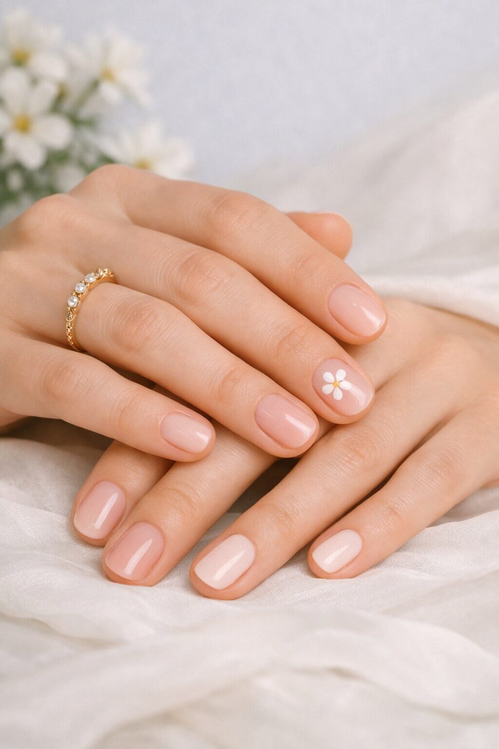 Нежный весенний дизайн на короткие ногти