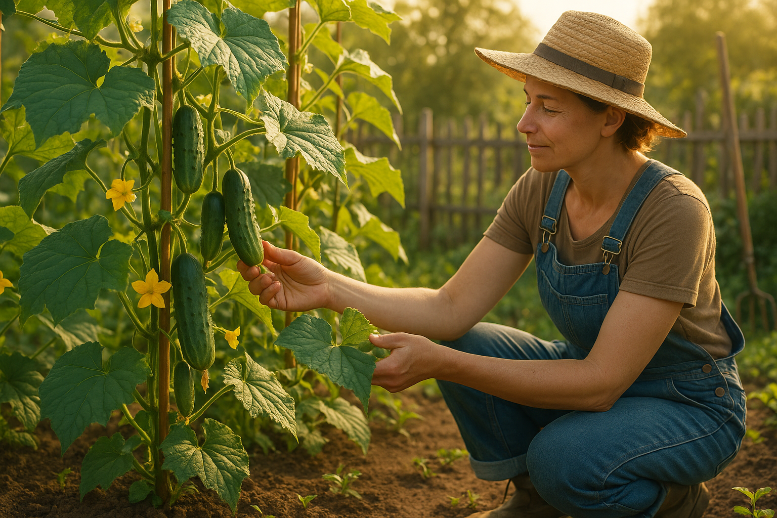 Огурцы на грядке с правильным уходом и подкормкой