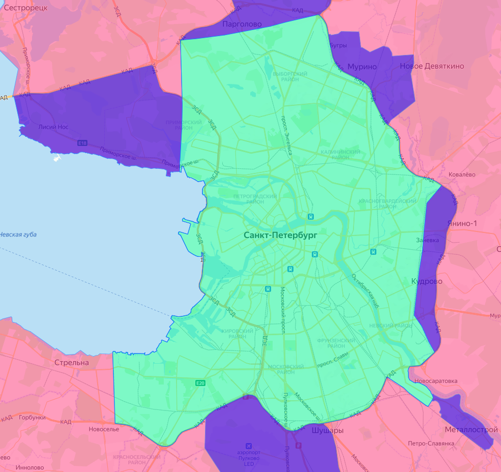 Зона внутри КАД