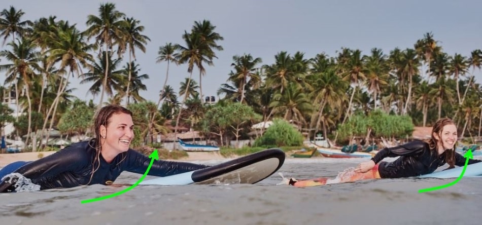 Правильная гребля в серфинге