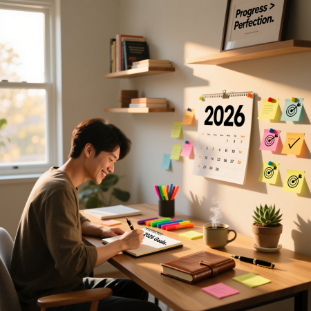 <img src="goal-setting-2026-planning.jpg" alt="Goal setting 2026 SMART goals planning notebook strategy for success">