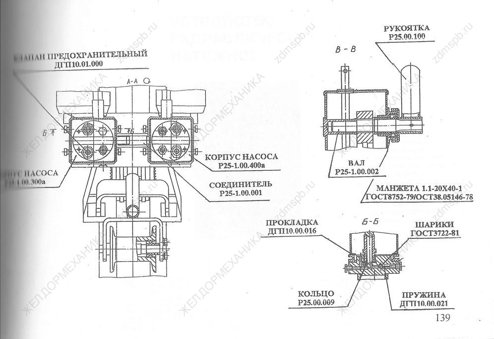 Стр. 139 Чертеж Корпус насоса Р25-1.00.300а, Корпус насоса Р25-1.00.400а, детали