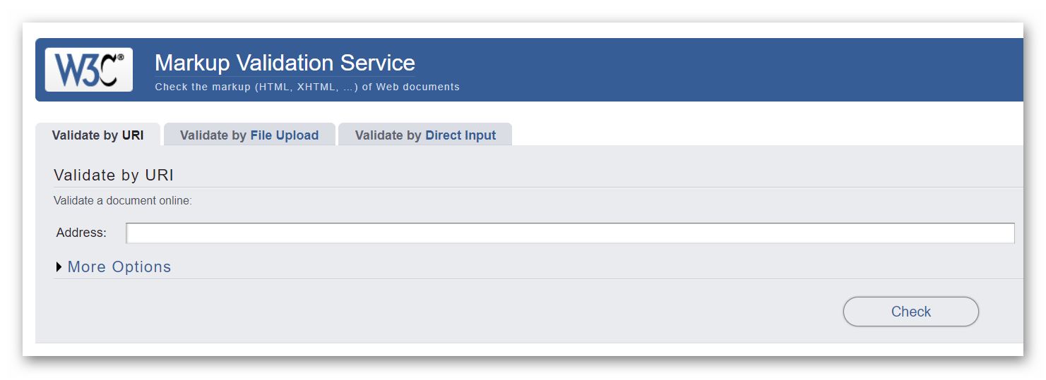 Интерфейс валидатора W3C