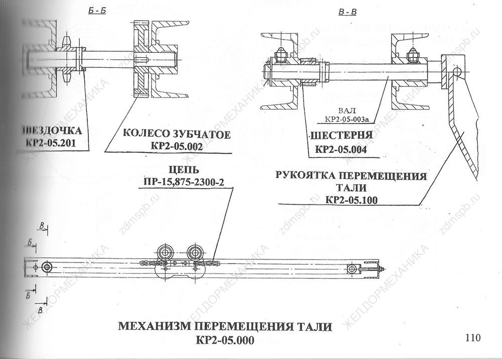 Стр. 110 Чертеж Механизм перемещения тали КР2-05.000