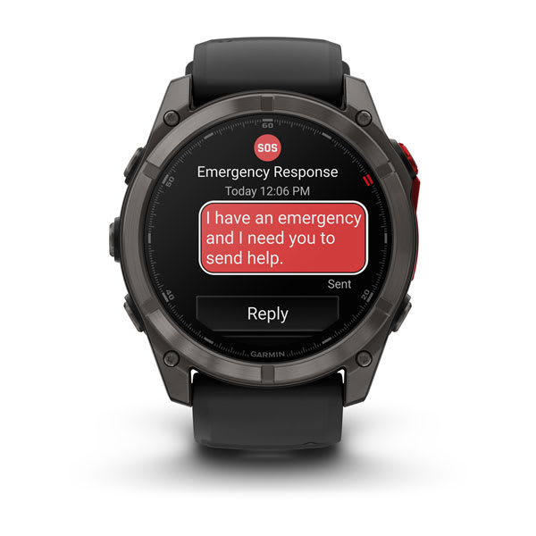 Умные часы Garmin Fenix 8 PRO, 51 мм, MicroLED, Sapphire, Carbon Gray DLC Titanium with Black/Pebble Gray Silicone Band, официальный ракурс 4