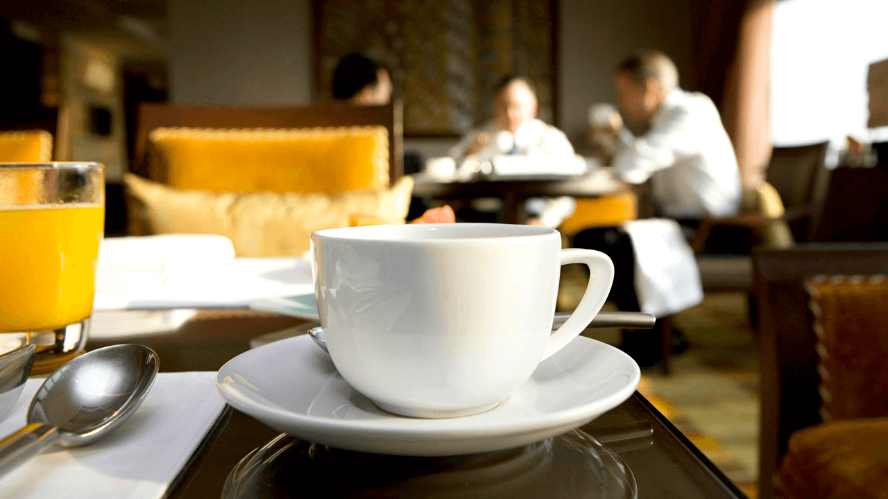 Tea drinking in a café