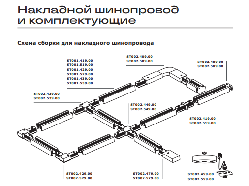 Схема сборки для накладного шинопровода