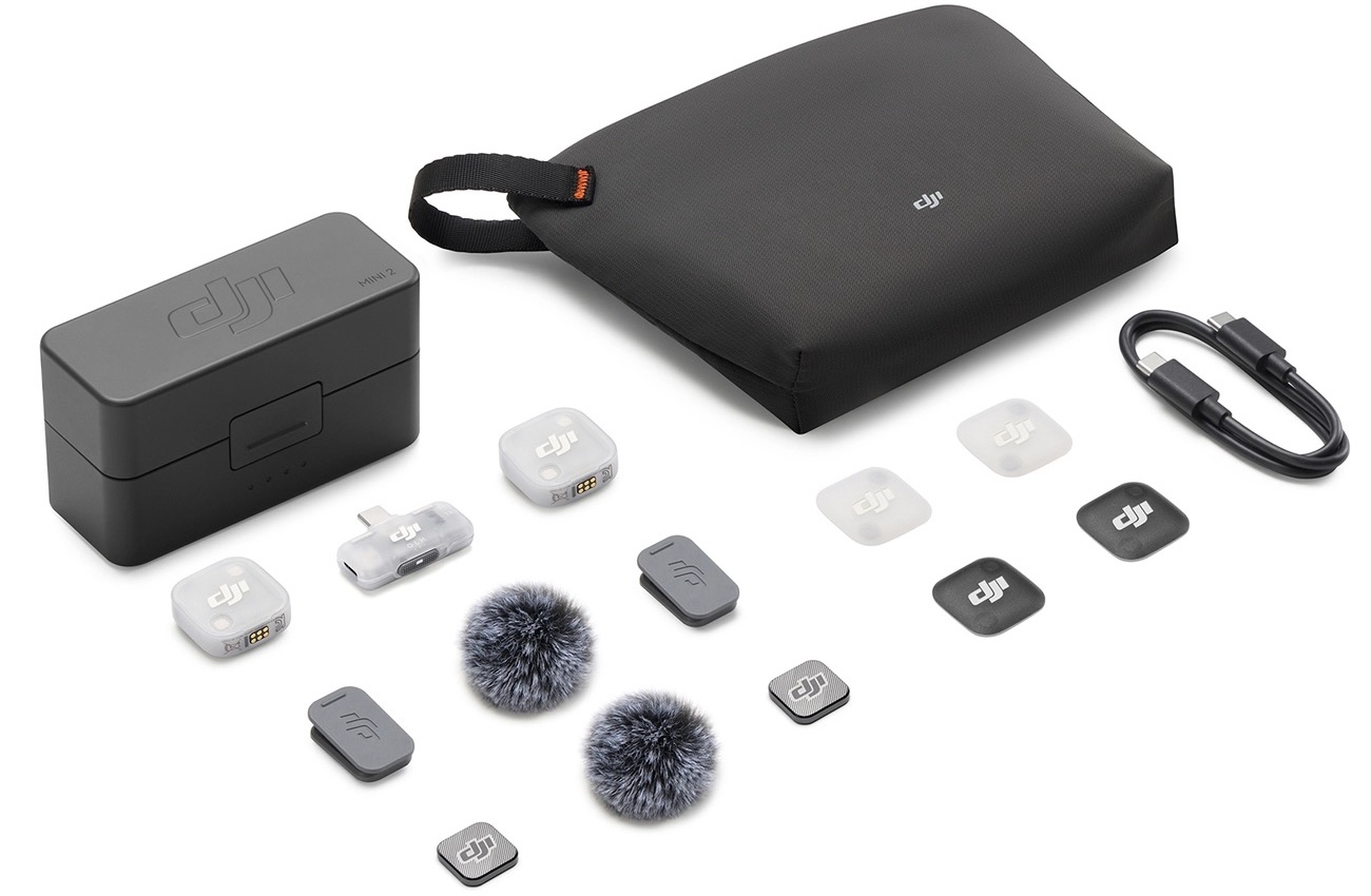 Комплектация DJI Mic Mini 2 (2 TX + 1 Mobile RX + Charging Case):