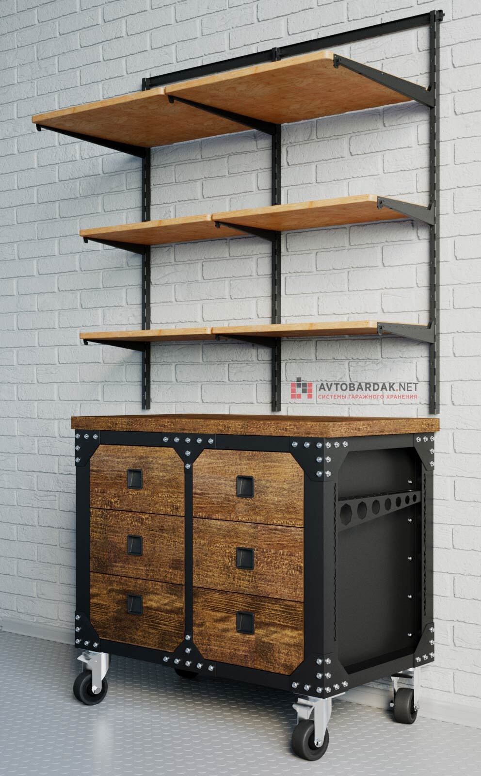 Полки из дерева на металлической раме IF