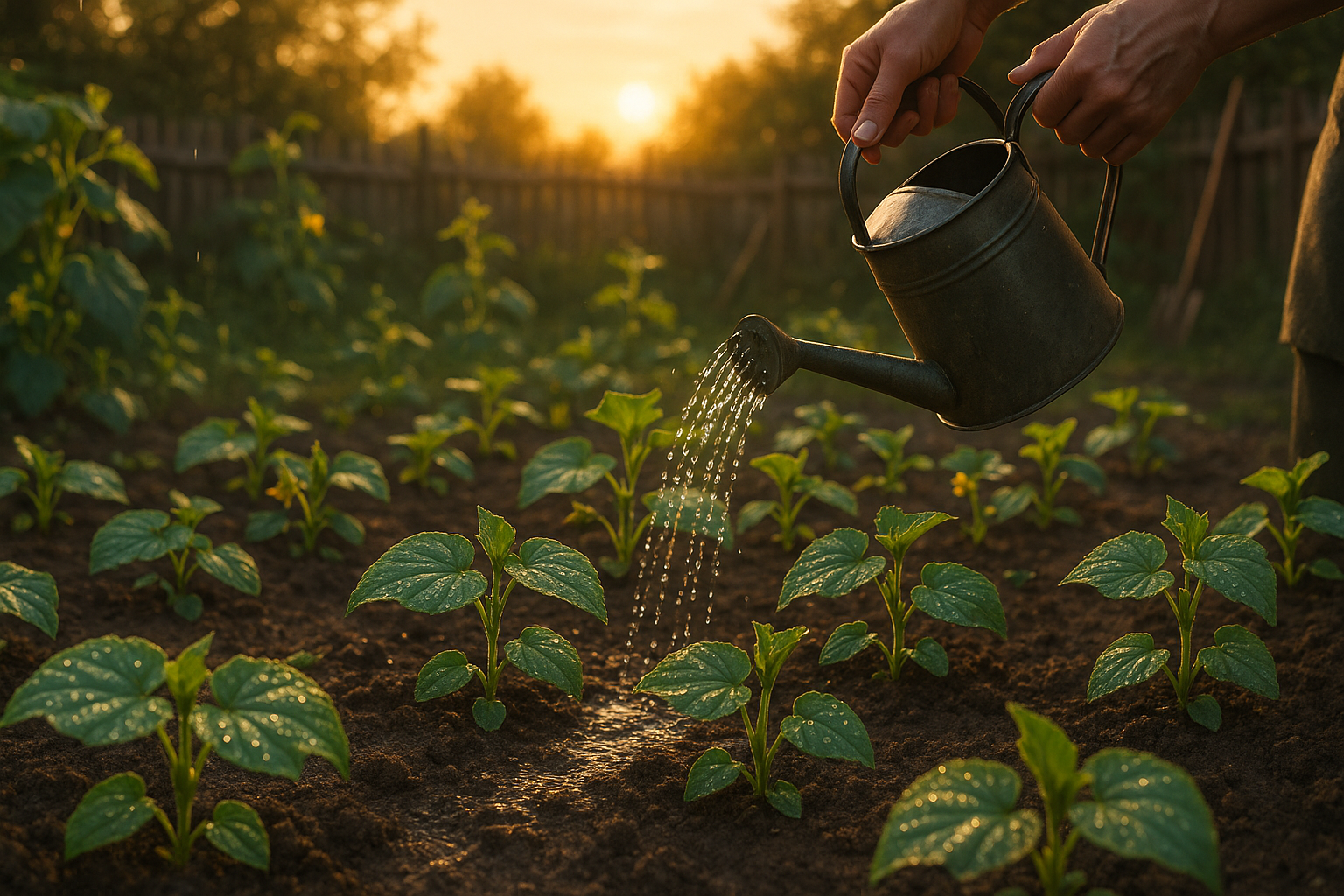 Огурцы в теплице под поливом теплой водой с использованием удобрений для здорового роста