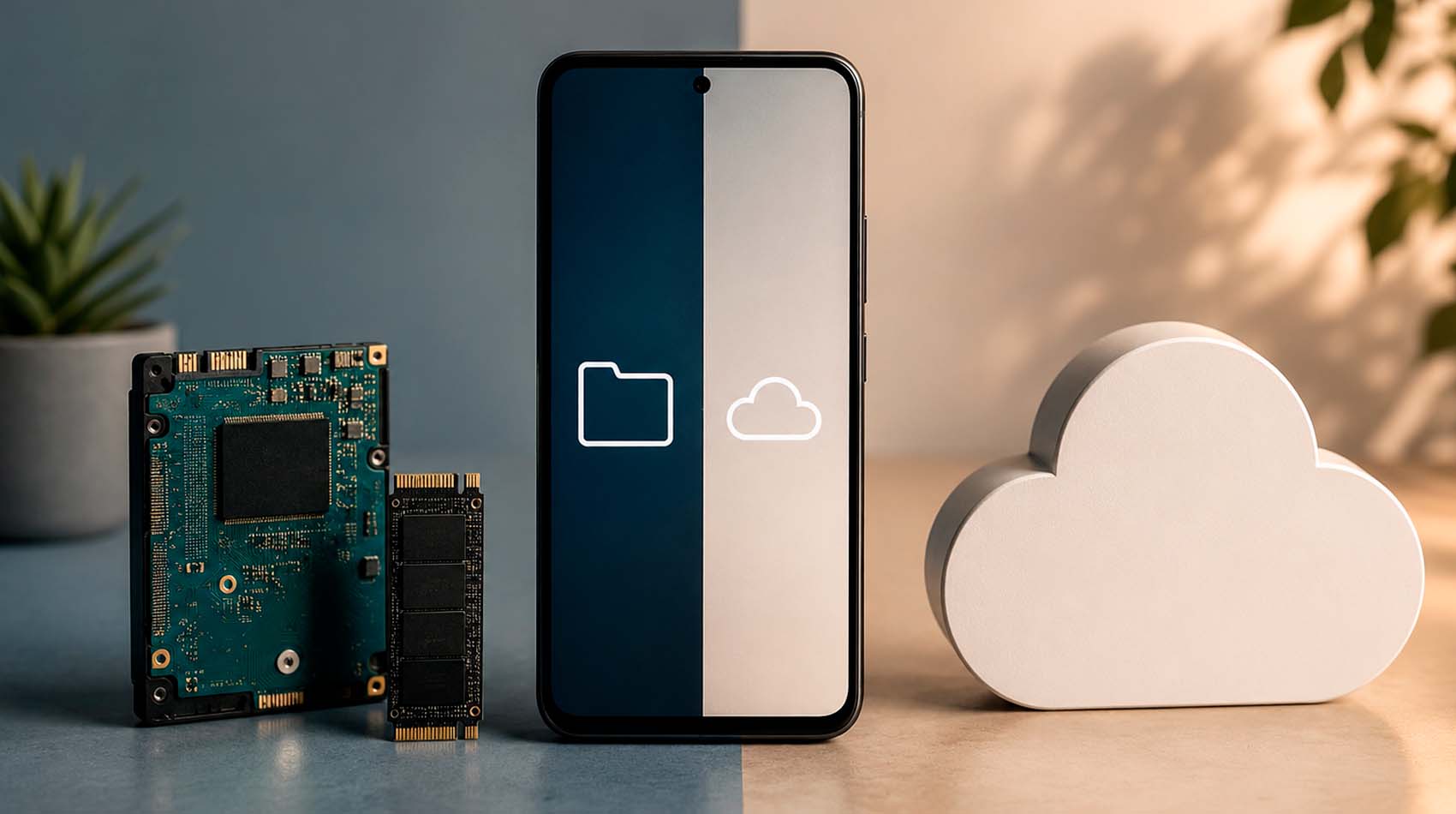 Карта microSD рядом со смартфоном, который поддерживает расширение памяти