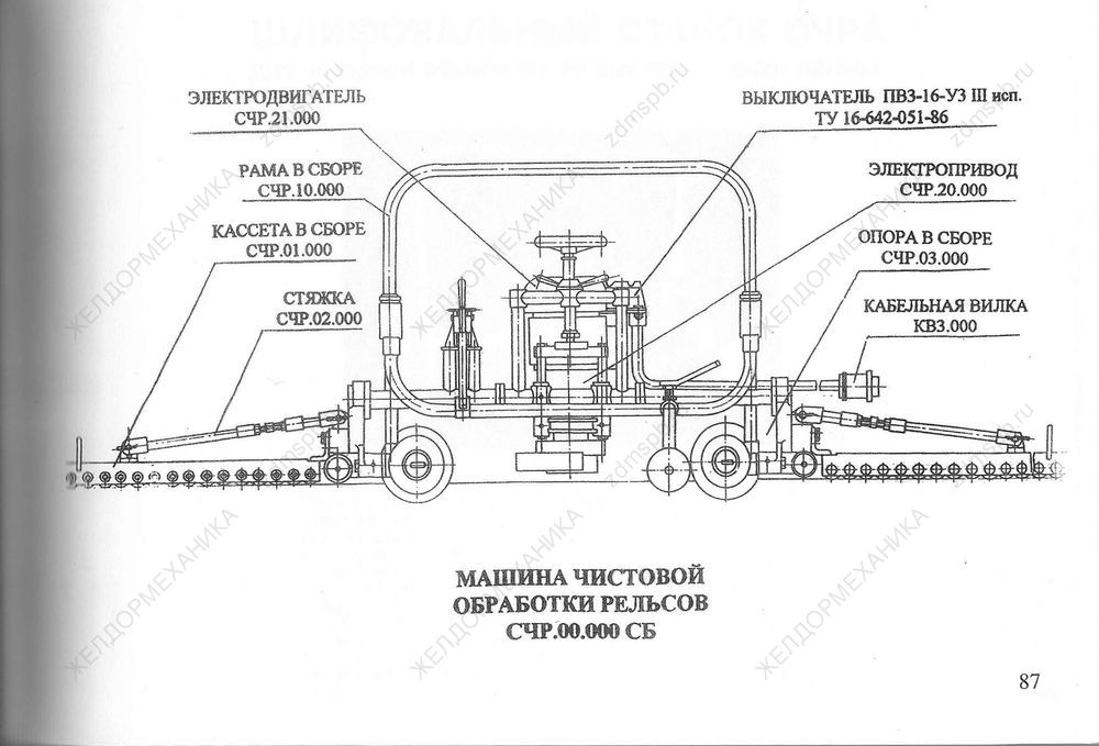 Стр. 87 Чертеж Машина чистовой обработки рельсов СЧР.00.000СБ