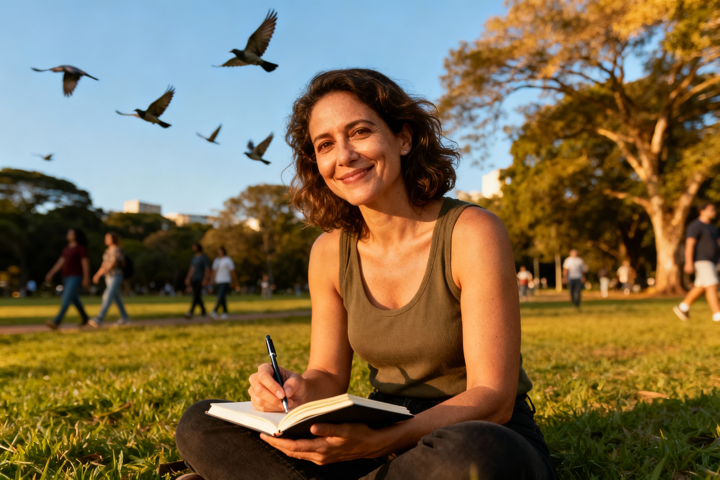 <img src="saopaulo-joy-park.jpg" alt="Woman journaling with peace Ibirapuera Park S&atilde;o Paulo no social pressure">