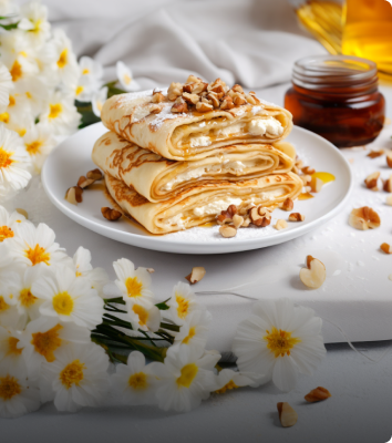 Начинка из творога с измельчёнными орехами и мёдом