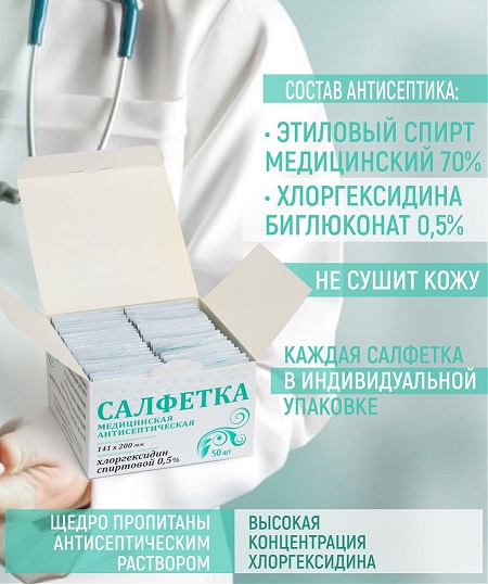 Салфетки влажные Росбио спиртовые медицинские с хлоргексидином