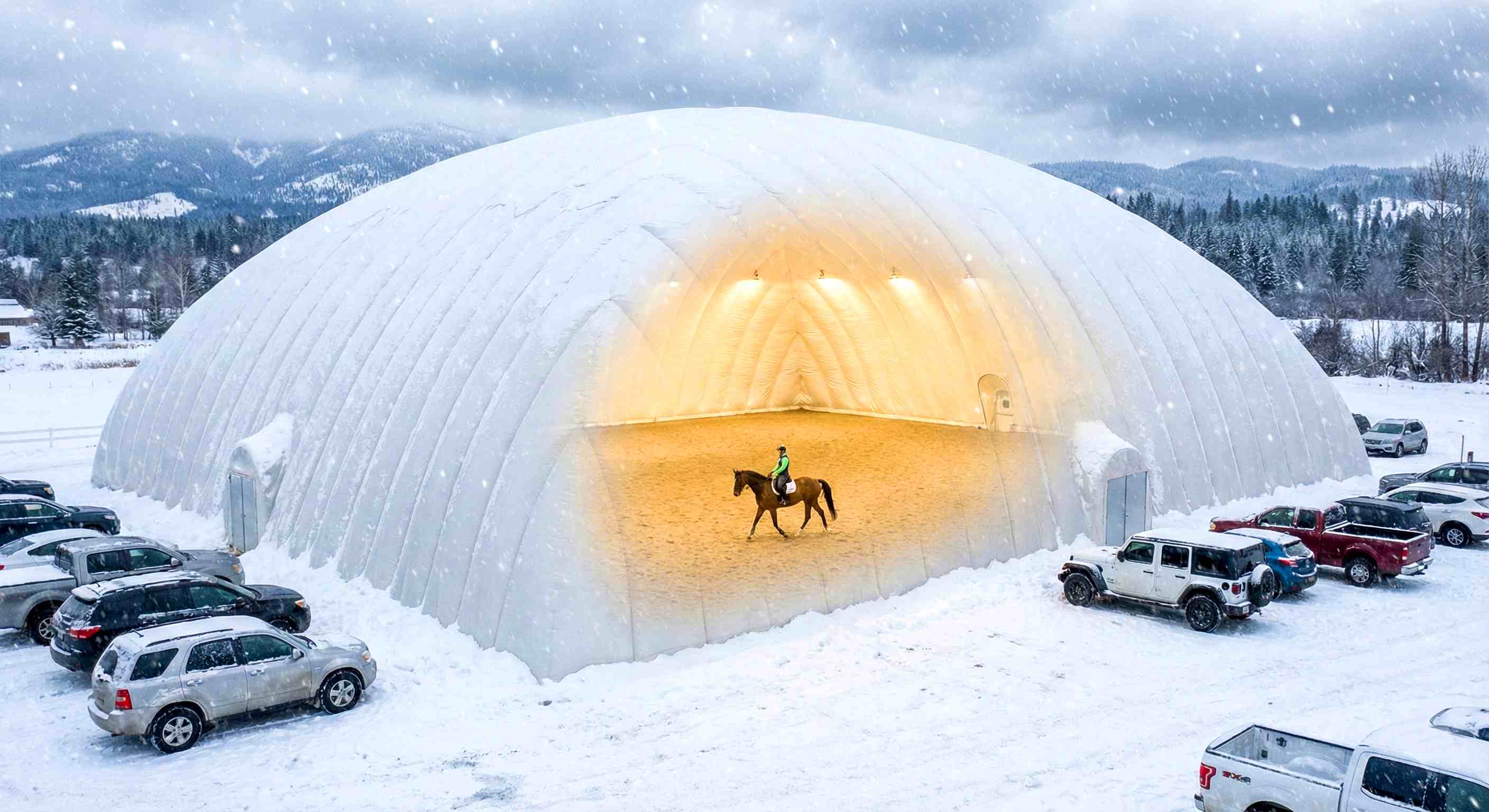 Надувной ангар для конного манежа