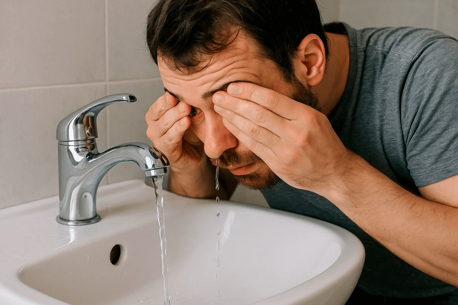 Промывка лица от перцового баллончика