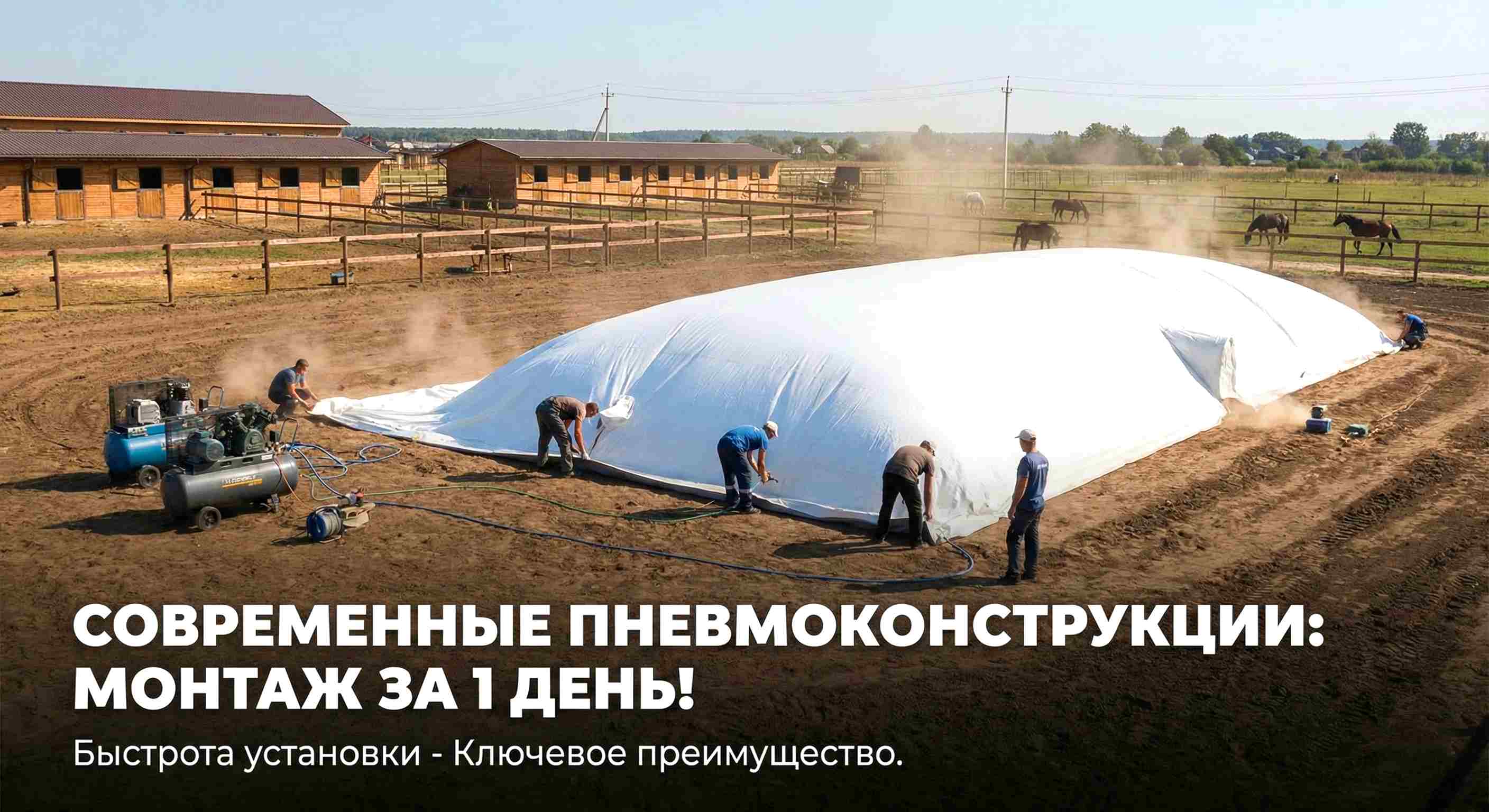 Быстрая установка надувного ангара