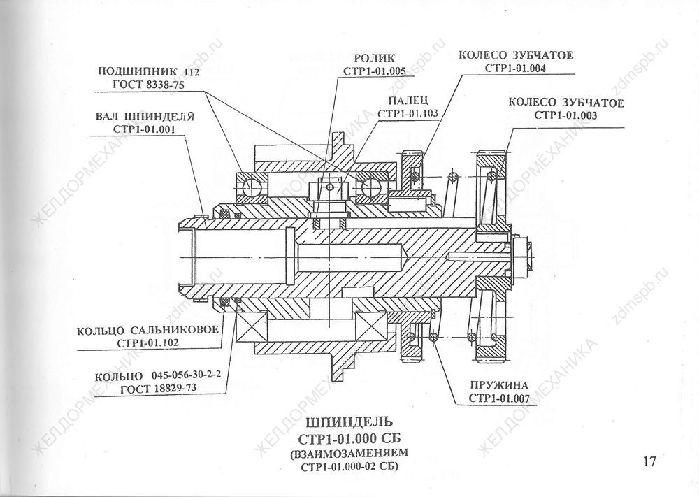Стр. 17 Чертеж Шпиндель СТР1-01.000СБ (взаимозаменяем СТР1-01.000-02СБ))