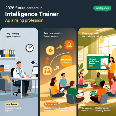<img src="intelligence-trainer-career-2026.jpg" alt="Intelligence trainer profession in 2026 as alternative psychology career with flexible income and community impact">