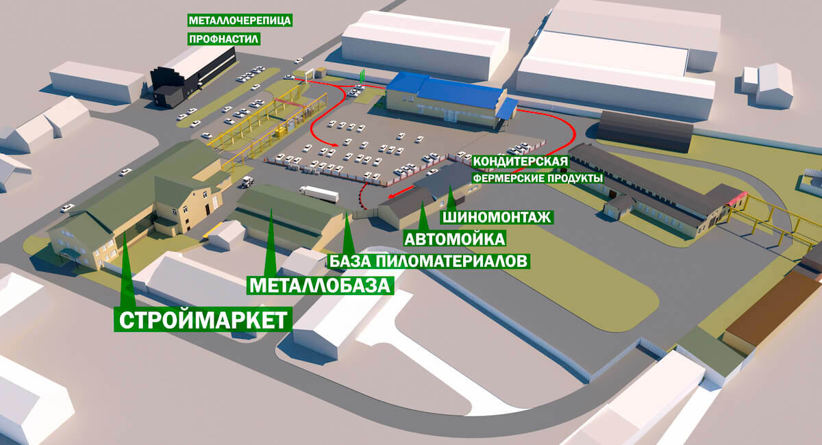 Просторные парковки для покупателей