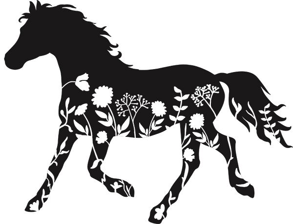 принт Лошадь с цветами
