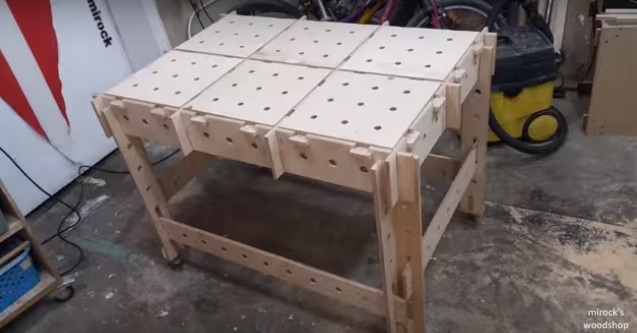 Еще один интересный вариант ячеистого верстака от mirock's woodshop