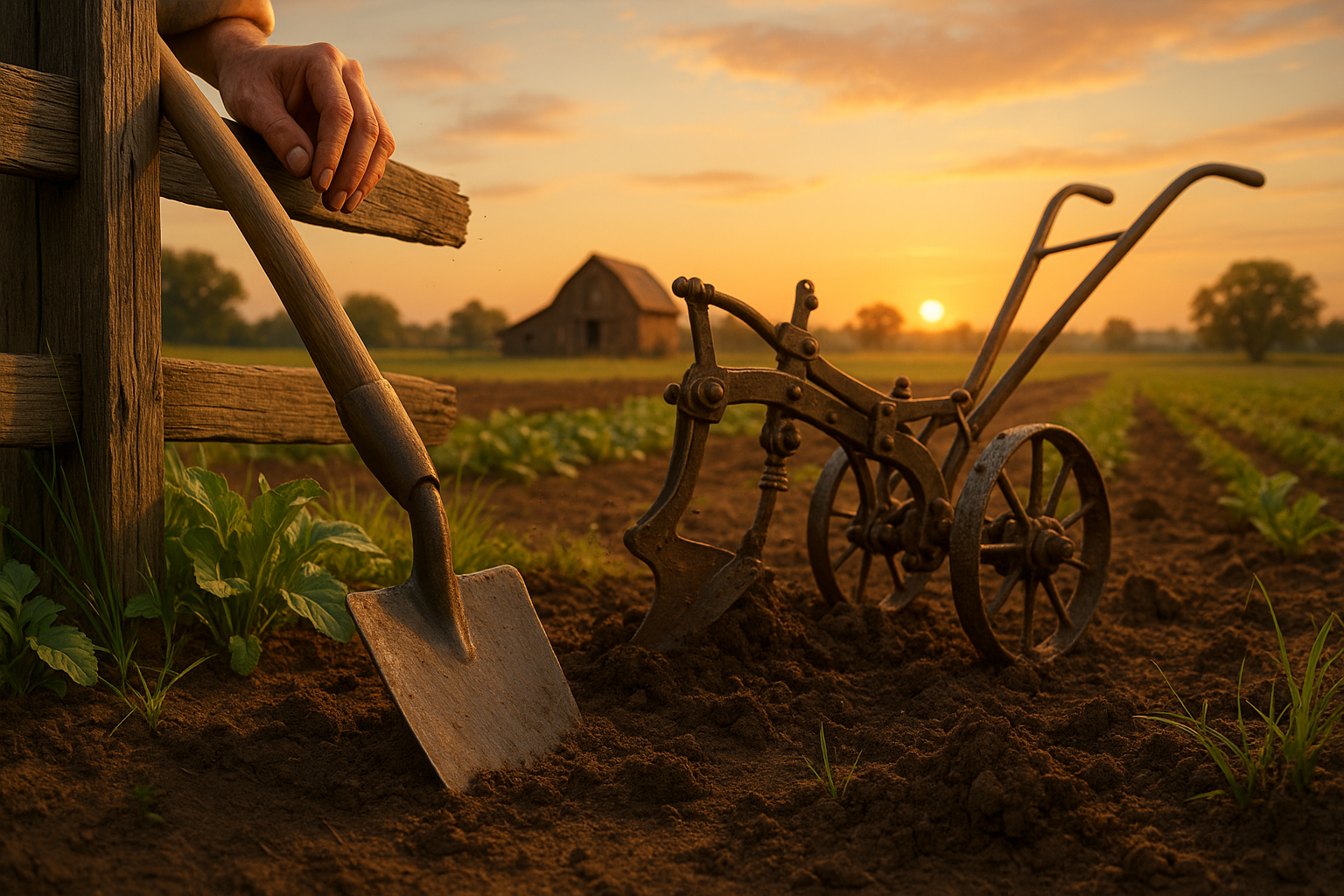 Садовая мотыга в работе с почвой среди других садовых инструментов