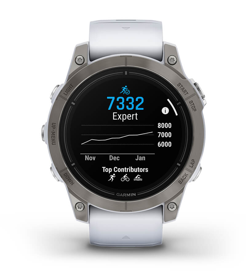 Умные часы Garmin Epix Pro (Gen 2) Standard Edition 47 mm Slate Grey, титановый угольно-серый, DLC, черный силиконовый ремешок: ОЦЕНКА ВЫНОСЛИВОСТИ ENDURANCE SCORE