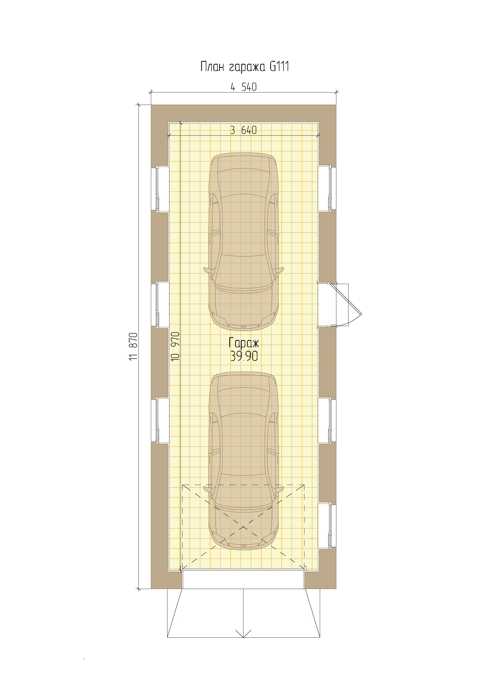 Проект кирпичного гаража на 2 машины G111