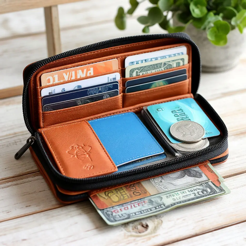 Плоский органайзер с множеством отделений для карт, мелочи, жвачки.webp