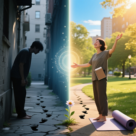 <img src="depression-recovery-transformation-journey.jpg" alt="Depression recovery journey: transformation from isolation and darkness to vitality, community, and purposeful living">