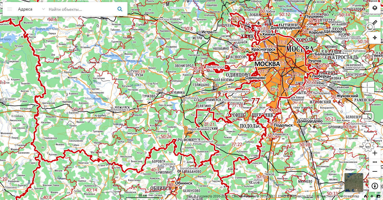 Публичная кадастровая карта Росреестра Москвы
